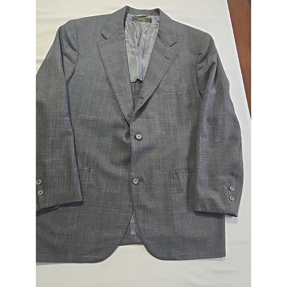 Brooks Brothers 1818 USA Made Wool 43R Suit Blazer Coat Jacket Gray Plaid Mens